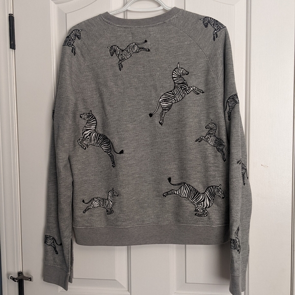 Zoe Karssen Embroidered Zebra Sweatshirt Heather Grey Size Medium - Picture 8 of 9